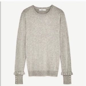 Zara knit frill ruffle sleeve sweater